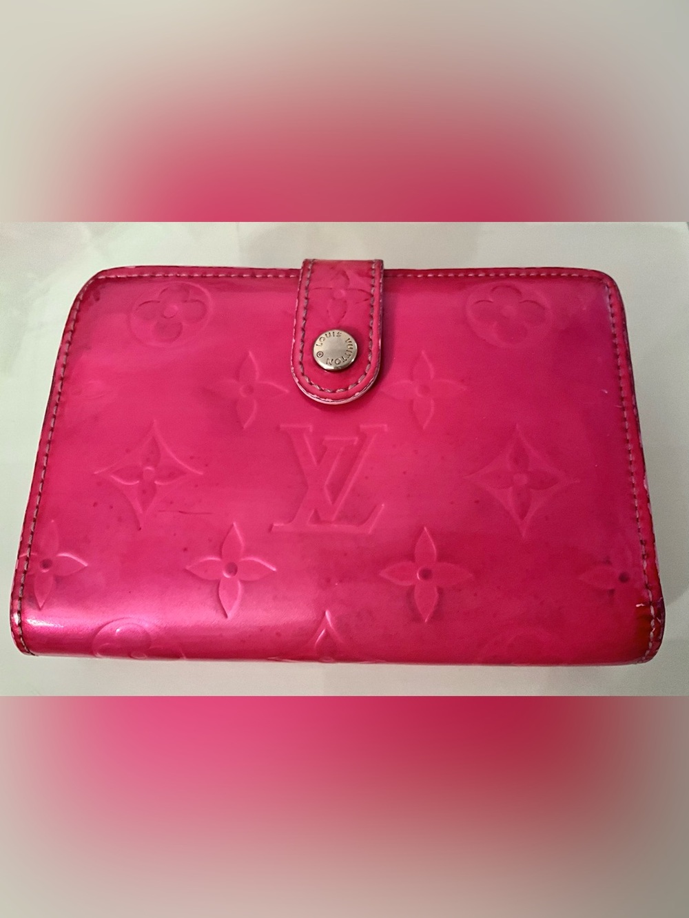 Louis Vuitton Vernis Porte Monnaie Billets Viennois Wallet dyed pink